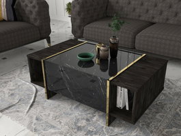 Hanah Home Veyron Mesa de Centro Negro y Dorado